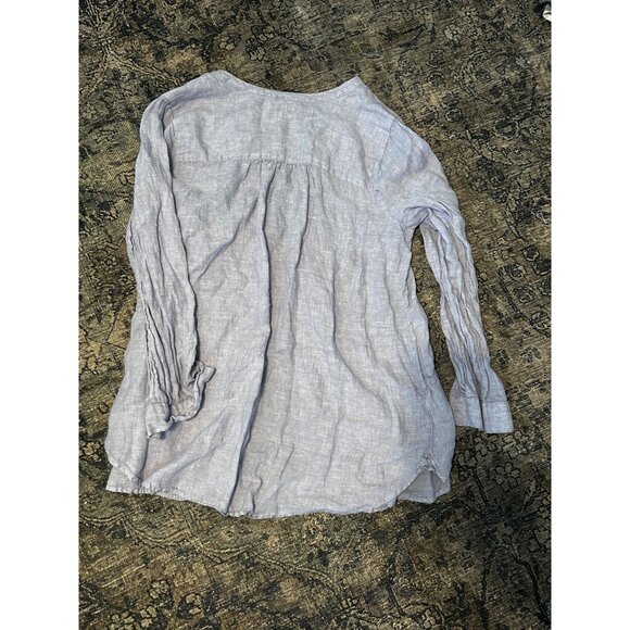 Sigrid Olsen Women’s 100% Linen Long Sleeve Top Sz XL Roll Tab Tunic Beachy - Picture 5 of 6